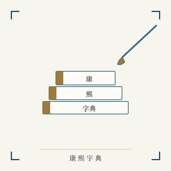 康熙字典书页与毛笔主题图