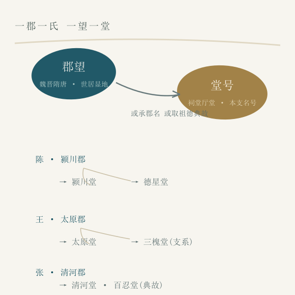 郡望与堂号关系示意图